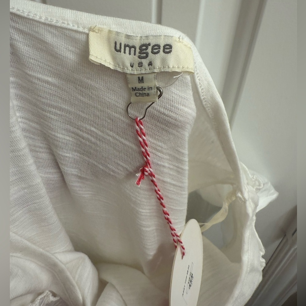 NWT Umgee Ruffled Sleeve 100% cotton top sz M - Picture 5 of 6